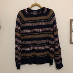 J. Crew Lambswool Multi Color Fair Isle Crew Neck Sweater XL